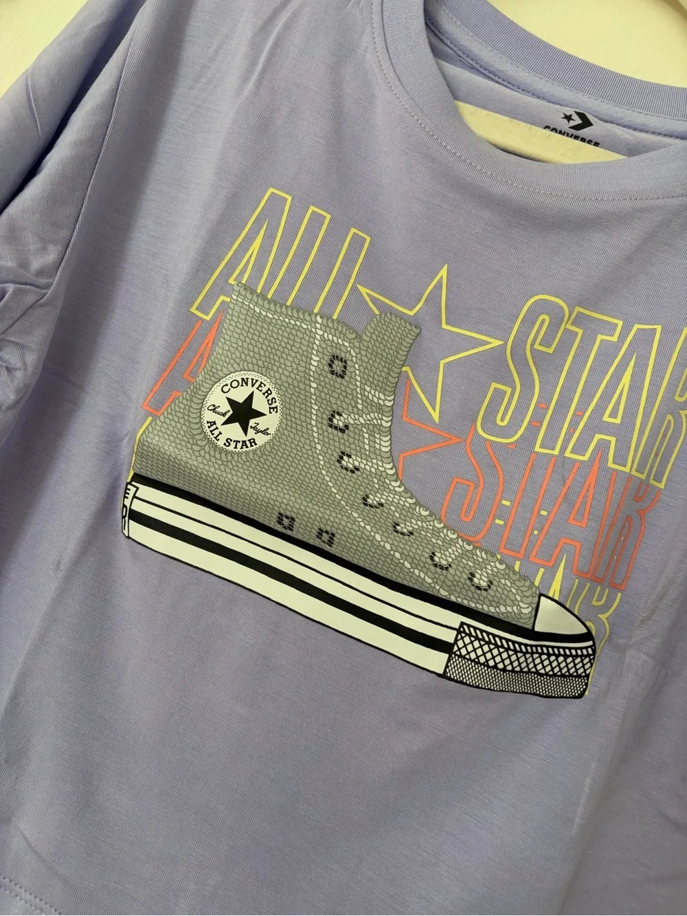 XS (4/5) girls Lavender 'All Star' Graphic Tee converse high tops